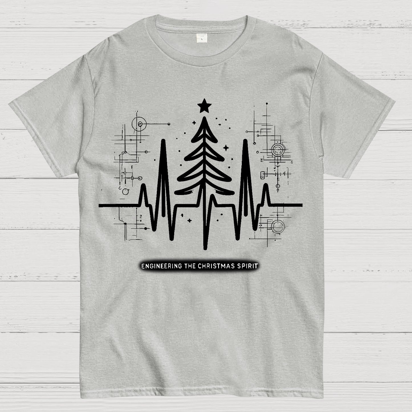 Engineer Heartbeat and Christmas Tree Geek T-Shirt