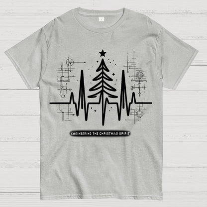 Engineer Heartbeat and Christmas Tree Geek T-Shirt