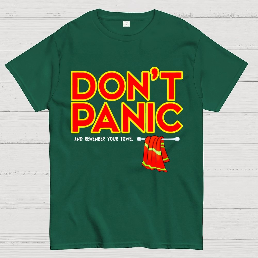Don't Panic With Towel Geek T-Shirt