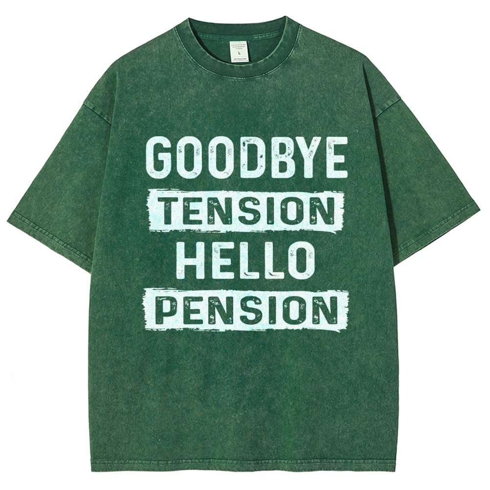 Funny Retirement Goodbye Tension Hello Pension Vintage Distressed T-shirt