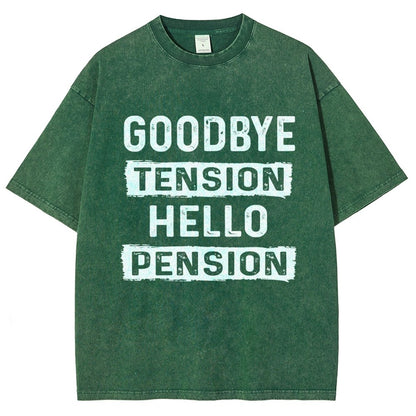 Funny Retirement Goodbye Tension Hello Pension Vintage Distressed T-shirt