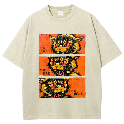 The Good The Bad The Ugly Cat  Vintage Distressed T-shirt