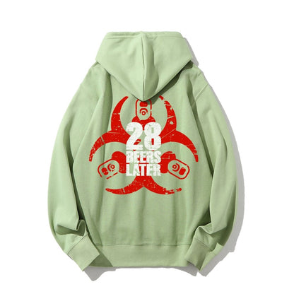 28 beers later Printed Back Unisex Cotton Hoodie