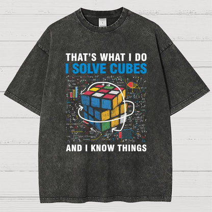 Competitive Puzzle I Solve Cubes And I Know Thing Cubing Vintage Distressed T-shirt