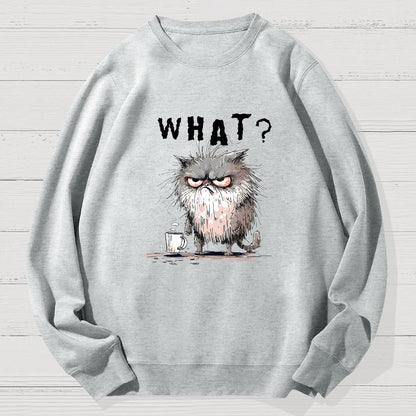 Bad Temper Feline With Coffee Grumpily Catty Funny Geek Cotton Sweatshirt