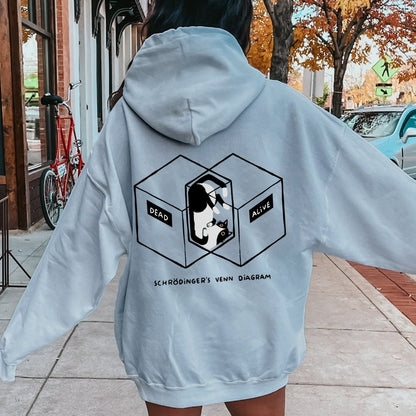 Schrodingers Venn Diagram Printed Back Unisex Cotton Hoodie