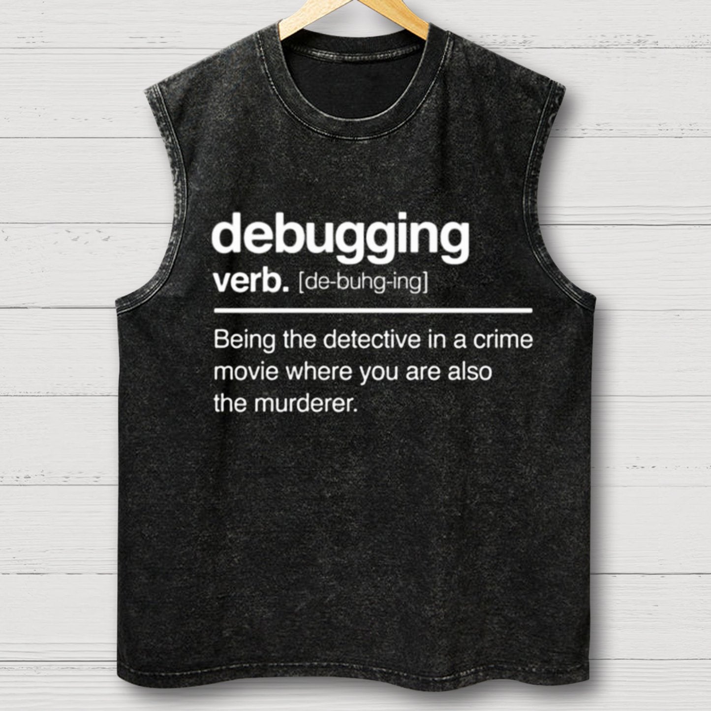 Debugging Verb-Computer Coder Nerd Vintage Distressed Washed Tank