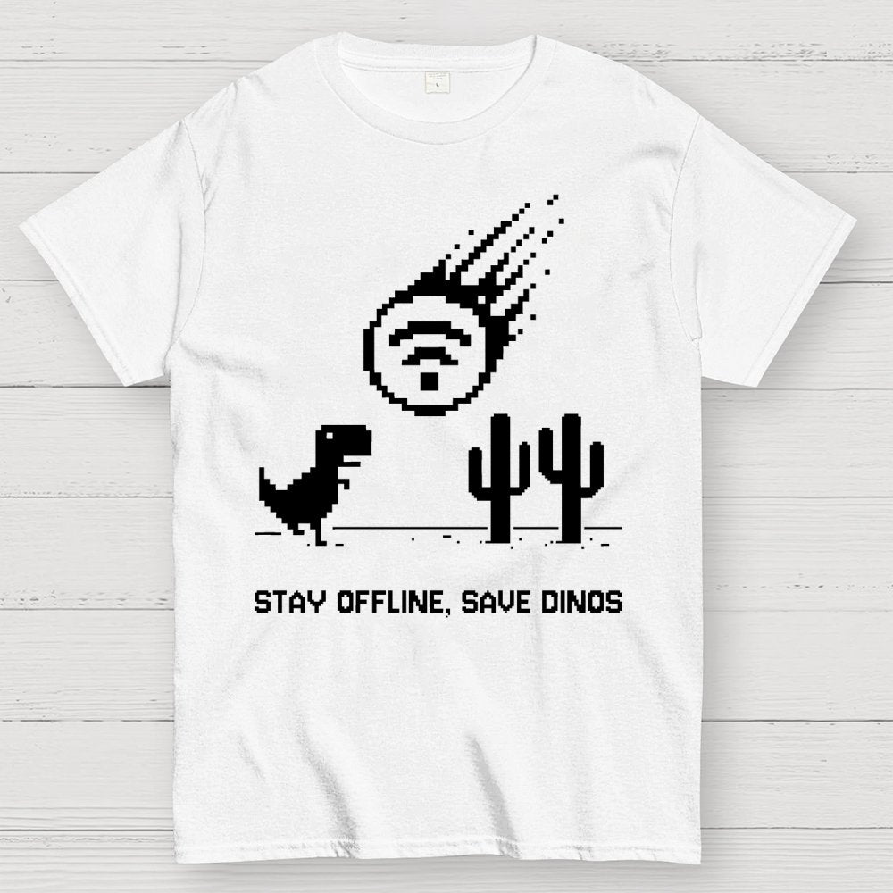 Stay Offline, Save dinos Geek T-Shirt