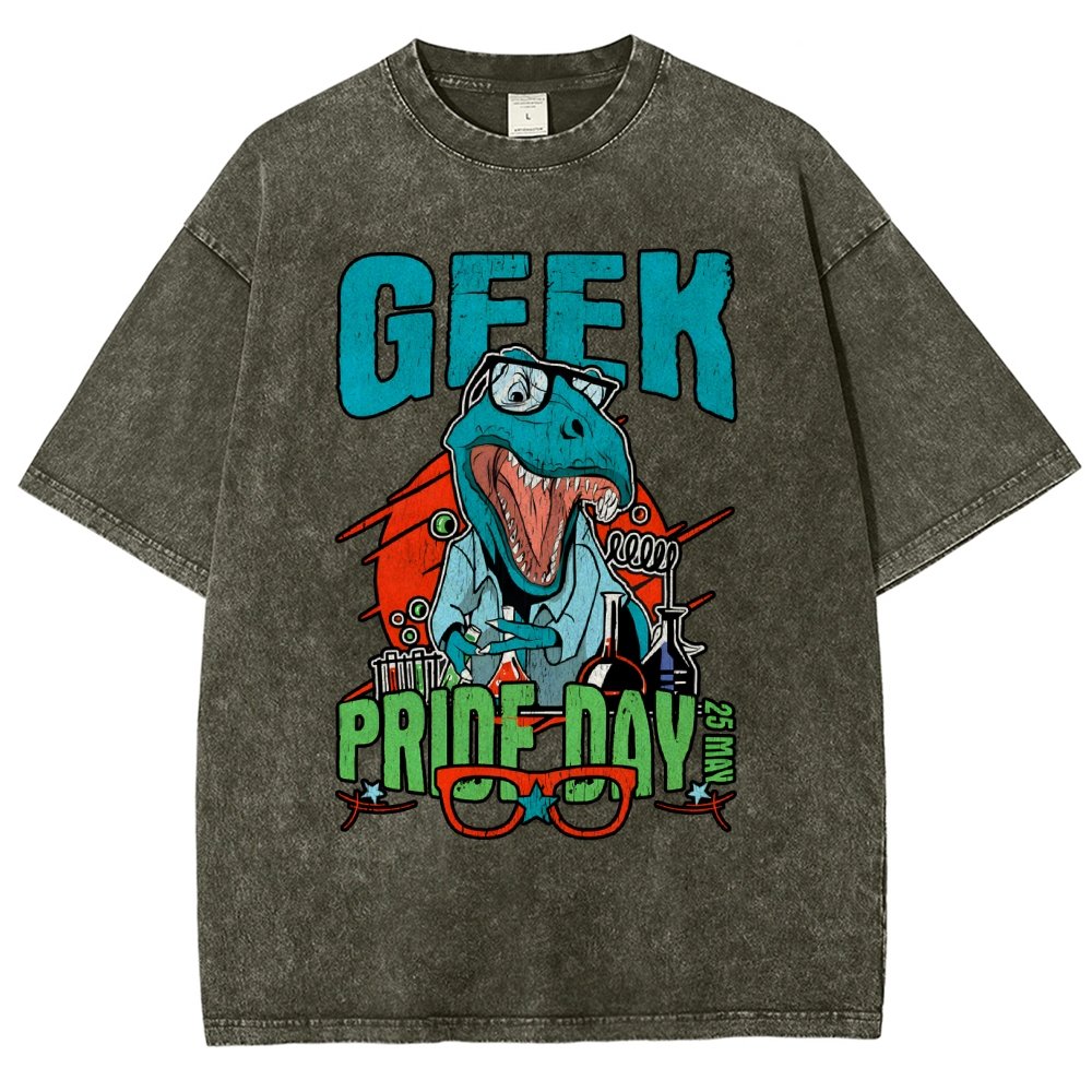Geek Pride Day Dinosaur Rex Vintage Distressed T-shirt