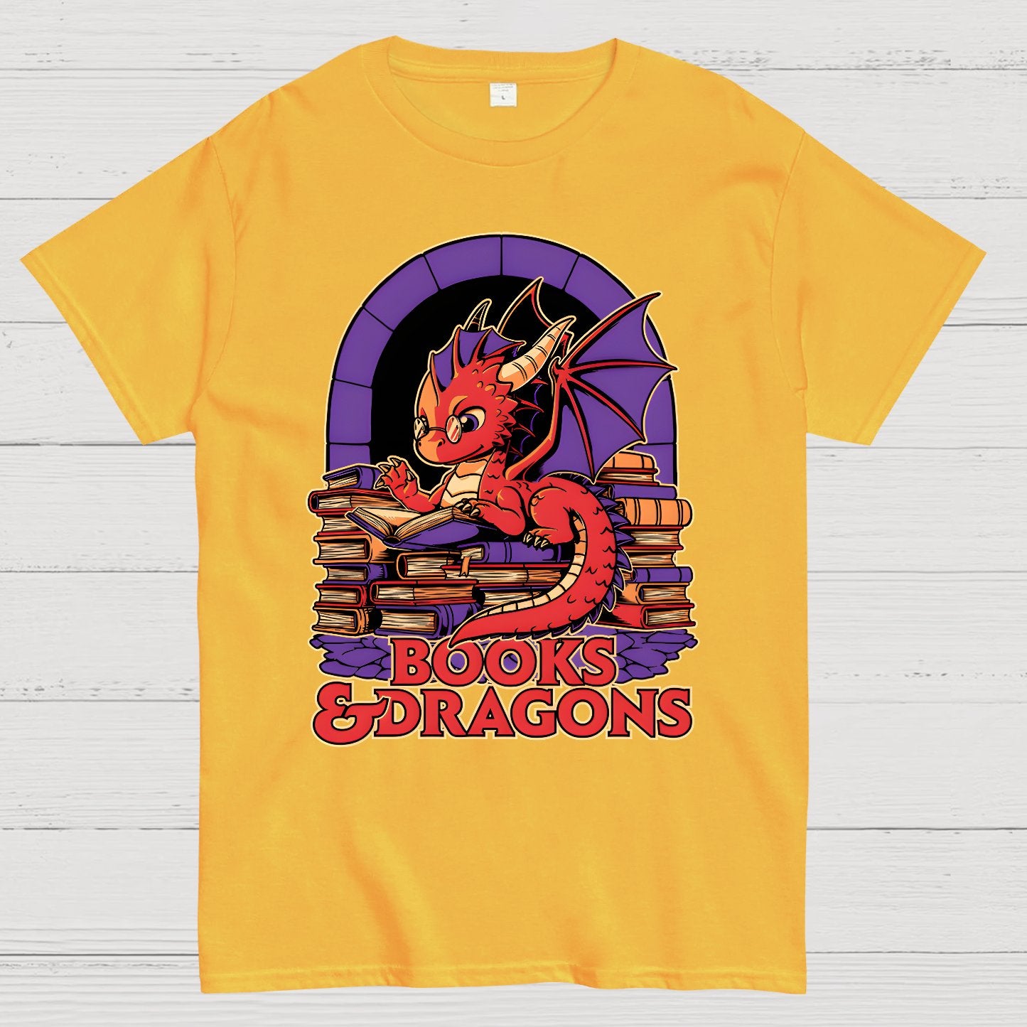 Books and Dragons Geek T-Shirt