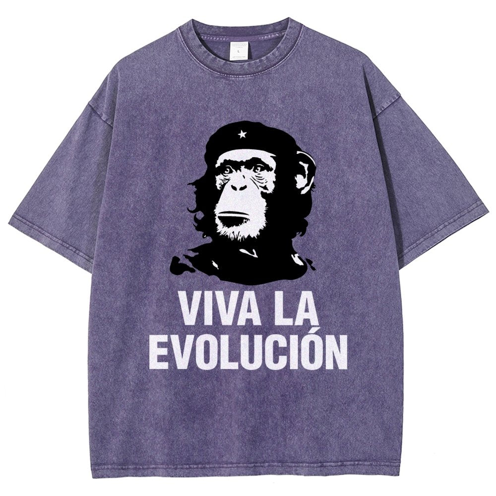 Marxist Evolution Funny Chimpanzee Monkey Rebellious Figure Parody Slogan Vintage Distressed T-shirt