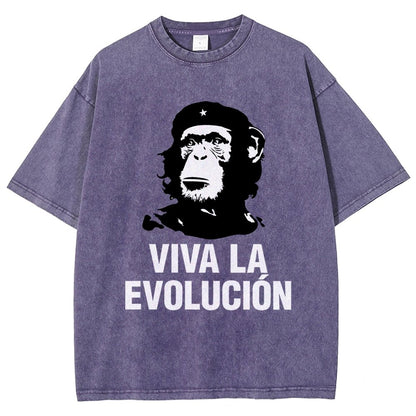 Marxist Evolution Funny Chimpanzee Monkey Rebellious Figure Parody Slogan Vintage Distressed T-shirt