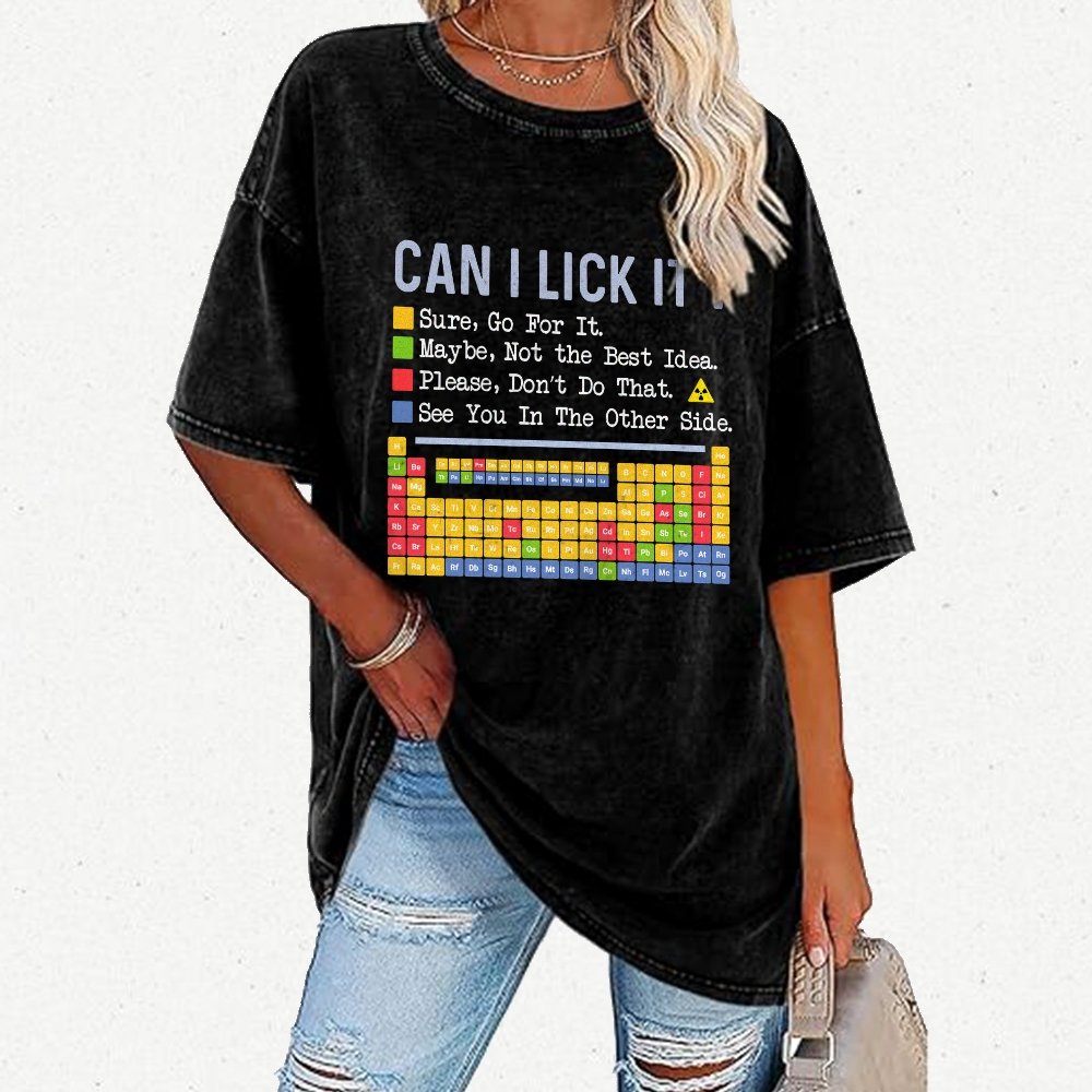 Can I Lick It Question Mark Periodic Table Of Elements Science Vintage Distressed T-shirt