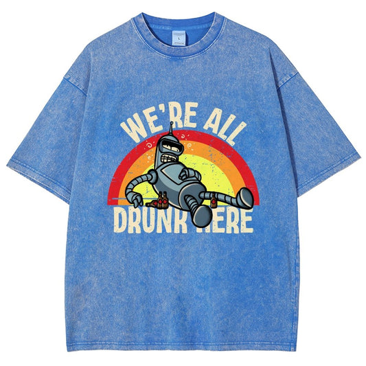 We're All Drunk Here Vintage Distressed T-shirt