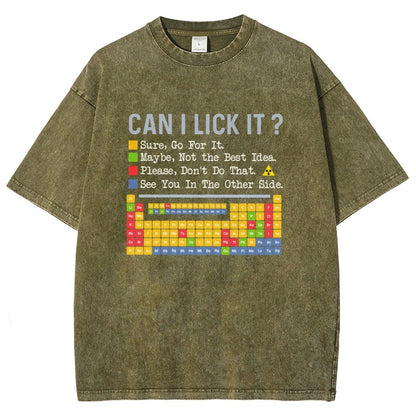 Can I Lick It Question Mark Periodic Table Of Elements Science Vintage Distressed T-shirt