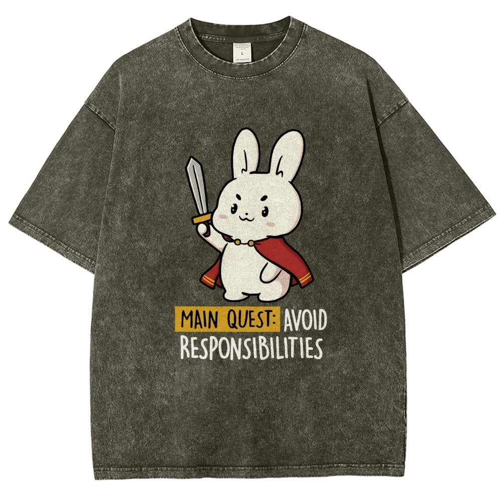 Main Quest Avoid Responsibilities Vintage Distressed T-shirt