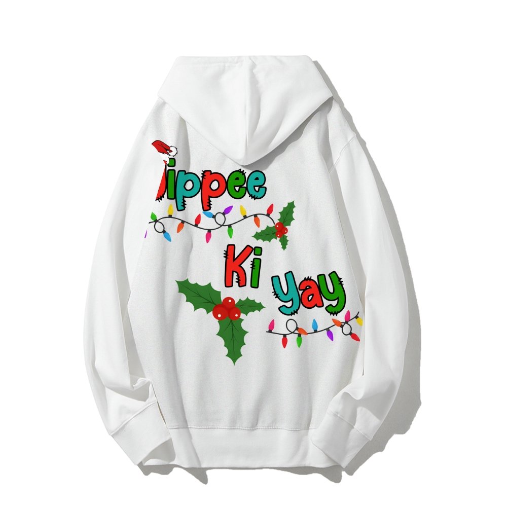 Yippee Ki Yay Christmas Printed Back Cotton Hoodie