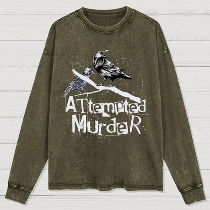 Attempted Murder Crow Washed Long Sleeve Tee