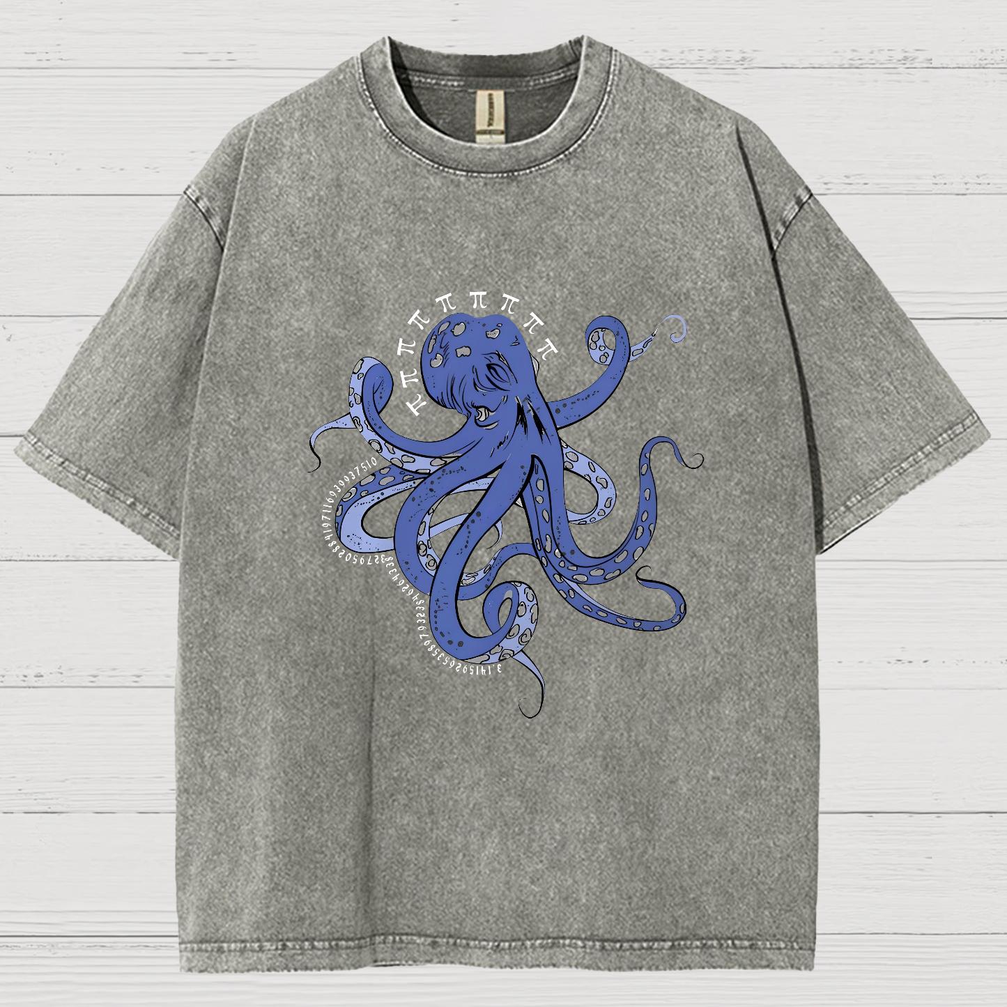 Funny Pi Day Octopus Vintage Distressed T-shirt