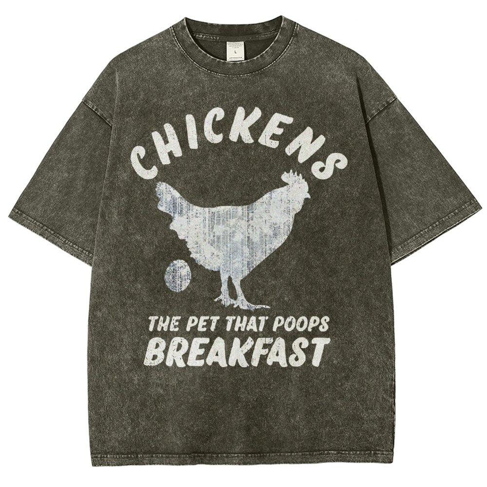 Chickens Poop Breakfast Vintage Distressed T-shirt