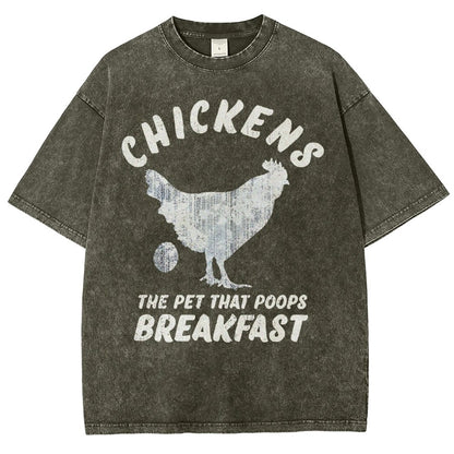 Chickens Poop Breakfast Vintage Distressed T-shirt