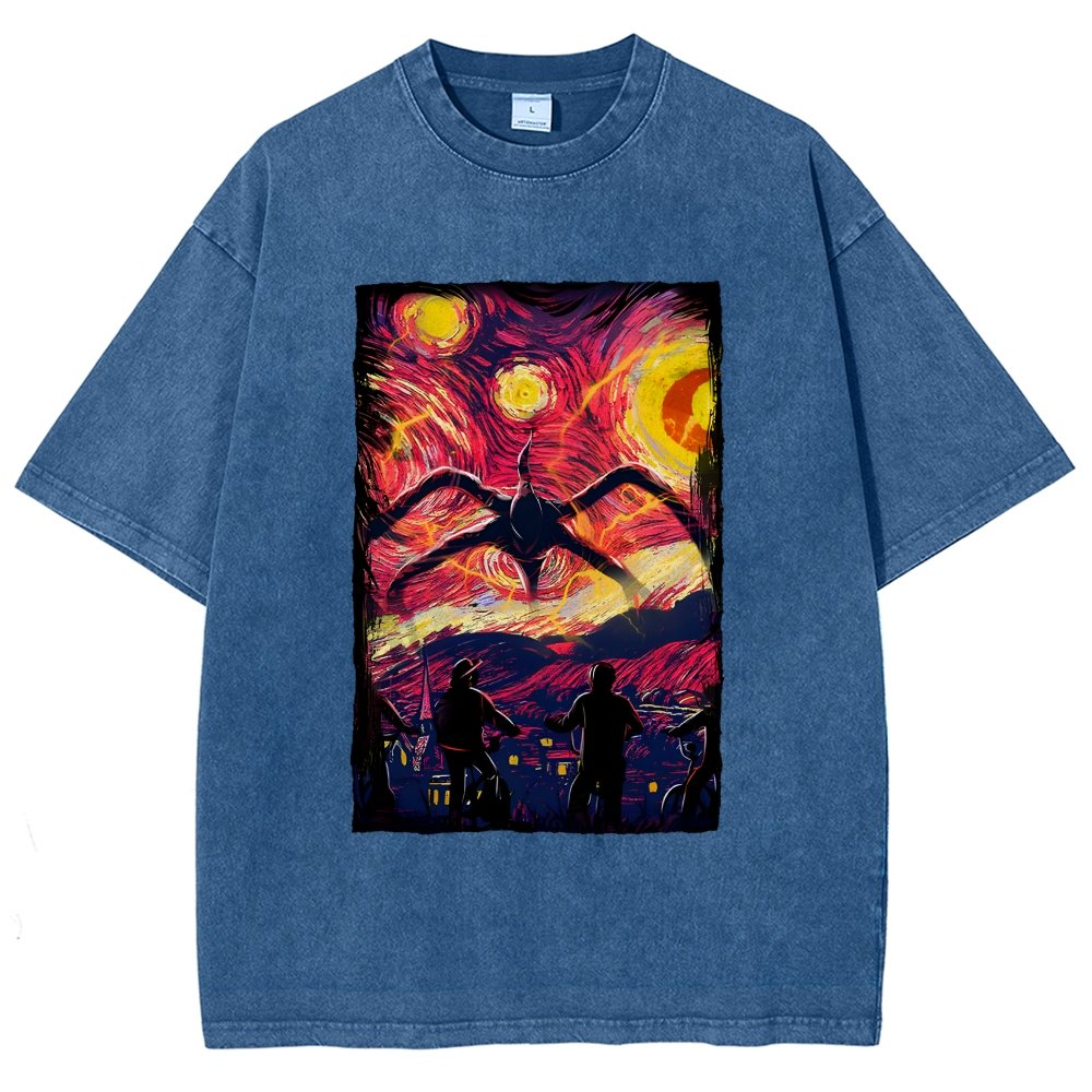Monster In Starry Night Vintage Distressed T-shirt