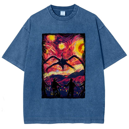Monster In Starry Night Vintage Distressed T-shirt