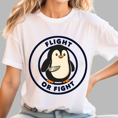 Flight or Fight Penguin Geek T-Shirt