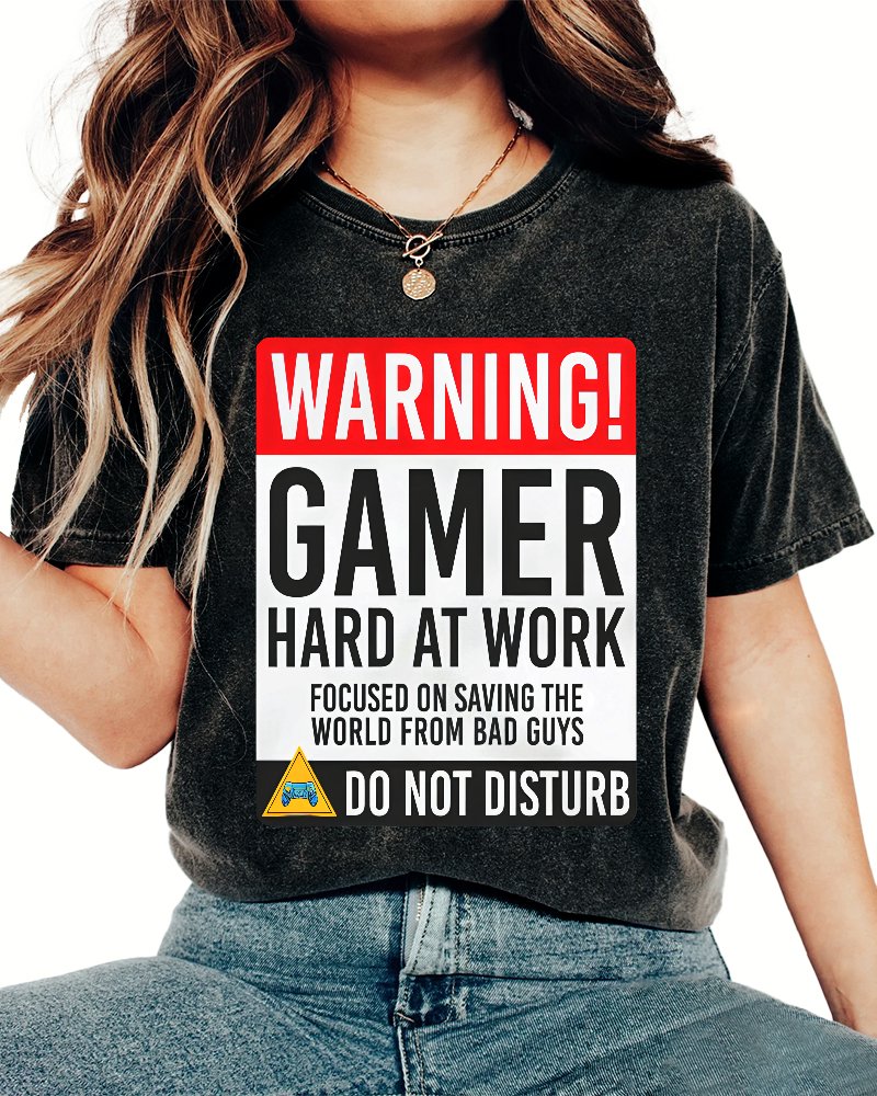 Warning Gamer Hard At Work - Geek Gamer Vintage Distressed T-shirt