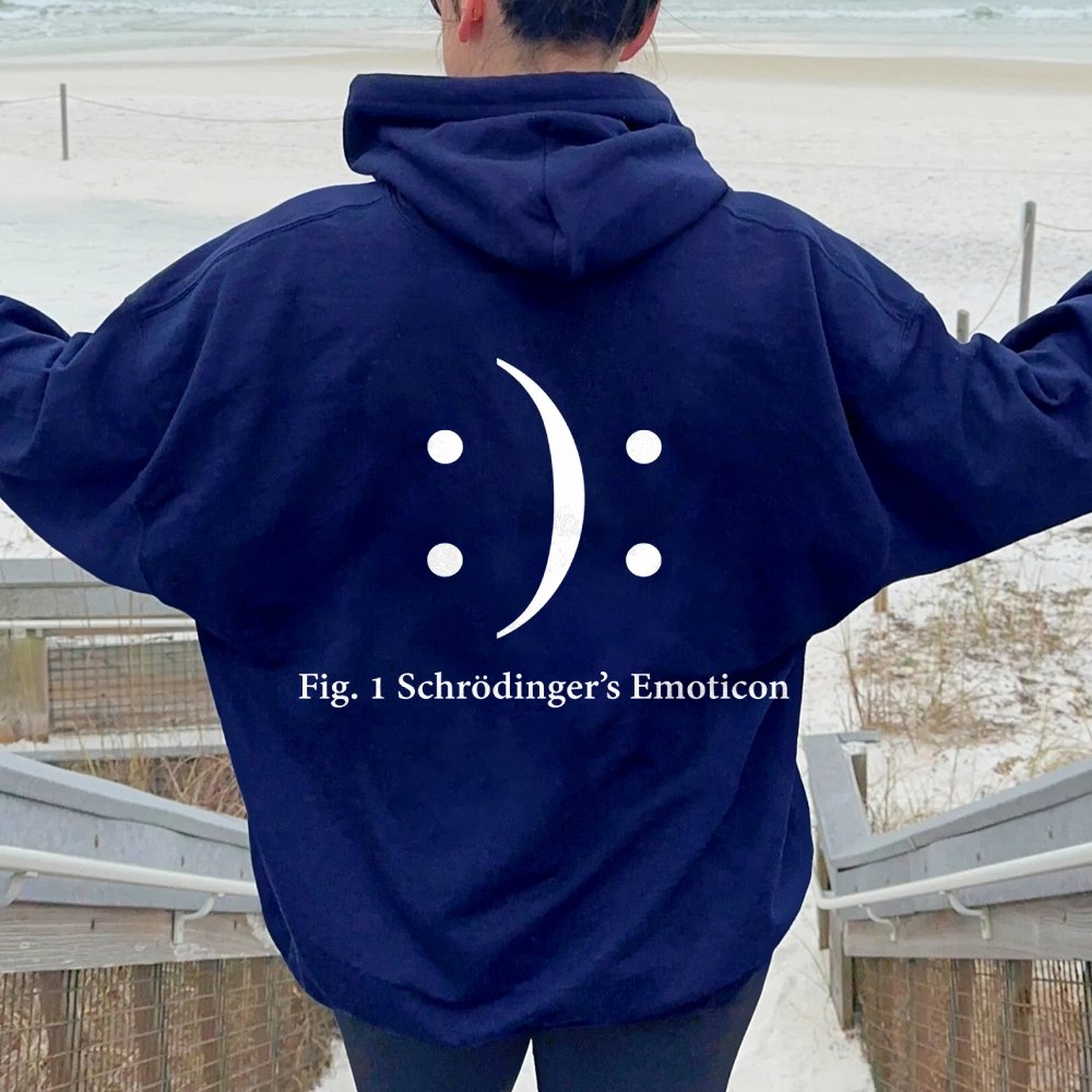 Schrodinger's Emoticon Printed Back Unisex Cotton Hoodie