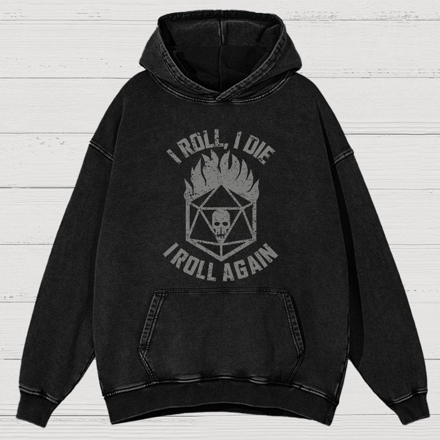 I Roll Again Geeky Vintage Distressed Hoodie