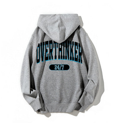 Overthinker All the time Printed Back Cotton Hoodie