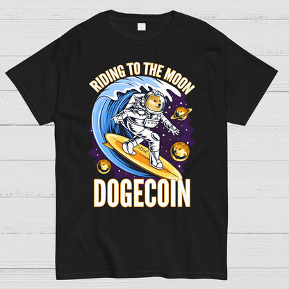 Riding To The Moon Dogecoin DOGE Geek T-Shirt