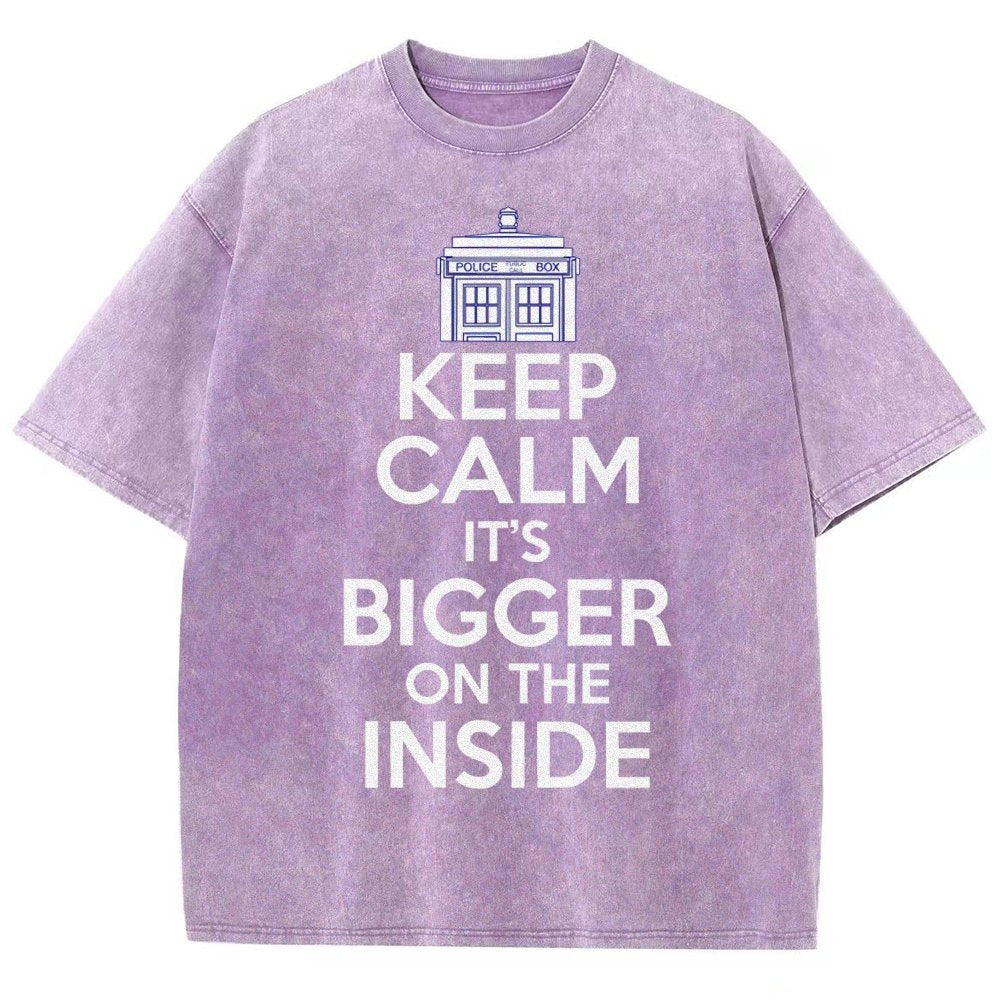 Keep Calm It's Larger On The Inside Vintage Distressed T-shirt