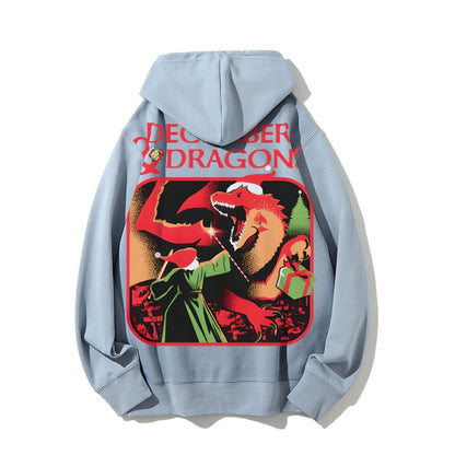 December & Dragons Printed Back Cotton Hoodie