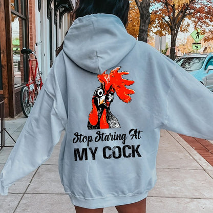 Stop Staring at My Cock Printed Back Unisex Cotton Hoodie