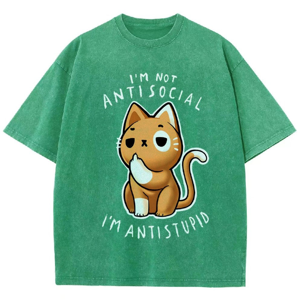 I'm not Antisocial I'm Antistupid Vintage Distressed T-shirt