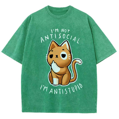 I'm not Antisocial I'm Antistupid Vintage Distressed T-shirt