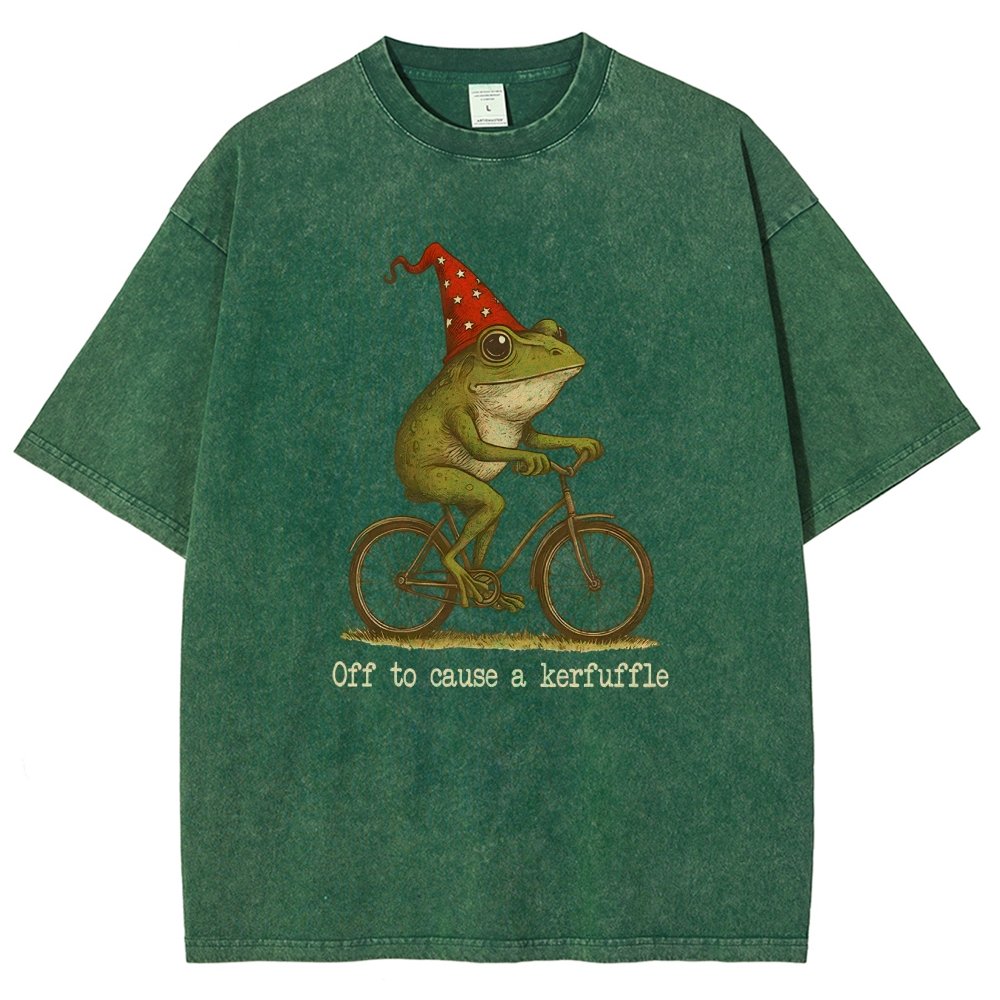 Off to Cause a Kerfuffle Frog Vintage Distressed T-shirt