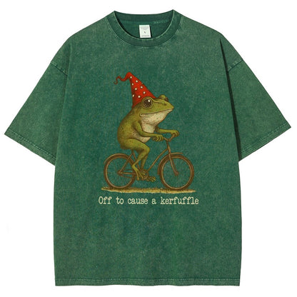 Off to Cause a Kerfuffle Frog Vintage Distressed T-shirt