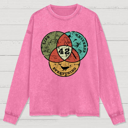Life, the Universe & Everything Nerdy Graphic Washed Long Sleeve Tee