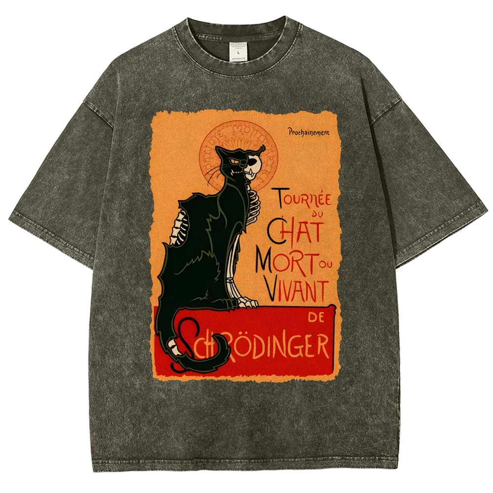 Le chat noir de Schrödinger Vintage Distressed T-shirt