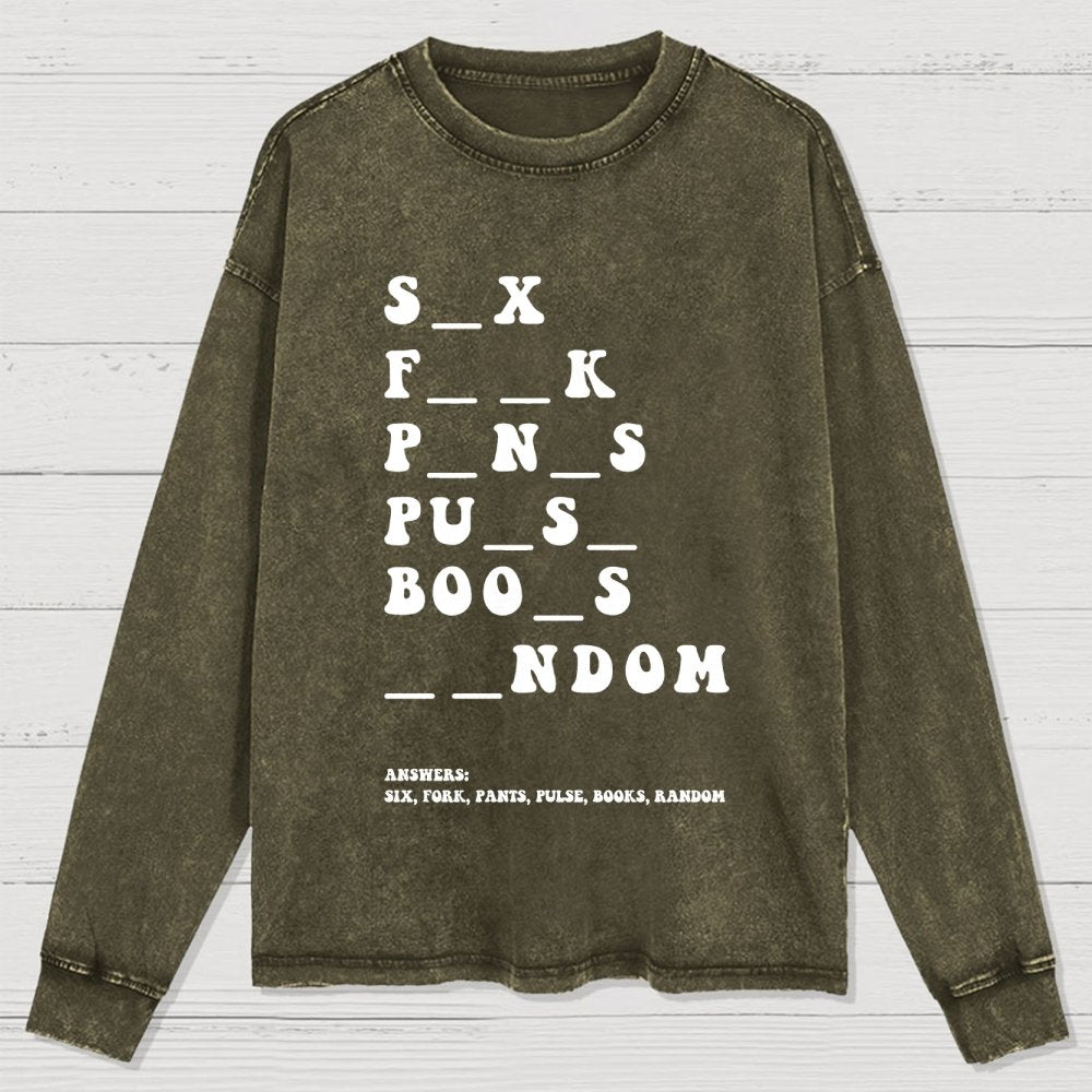 Funny Dirty Word Washed Long Sleeve Tee