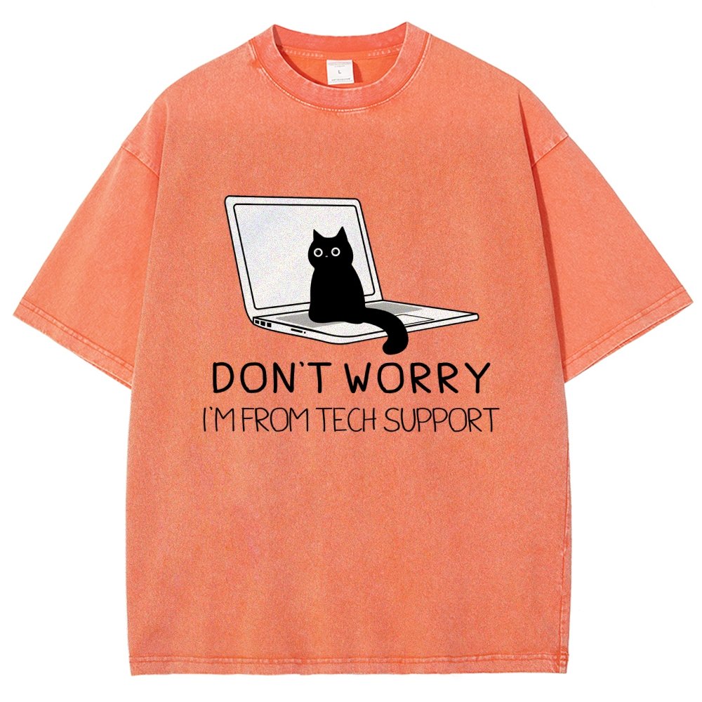 Funny Cat Tech Support  Vintage Distressed T-shirt