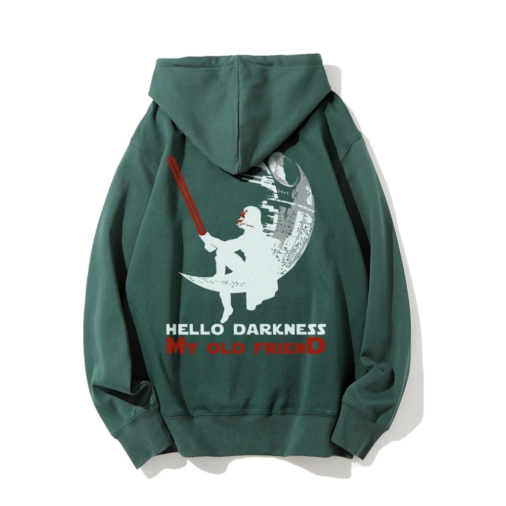 Hello Darkness My Old Friend Printed Back Unisex Cotton Hoodie