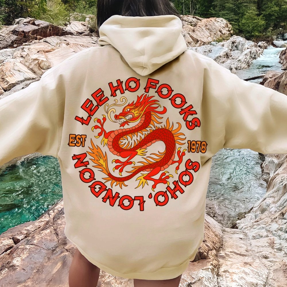 Mysterious Town's (Werewolves of London) Printed Back Cotton Hoodie