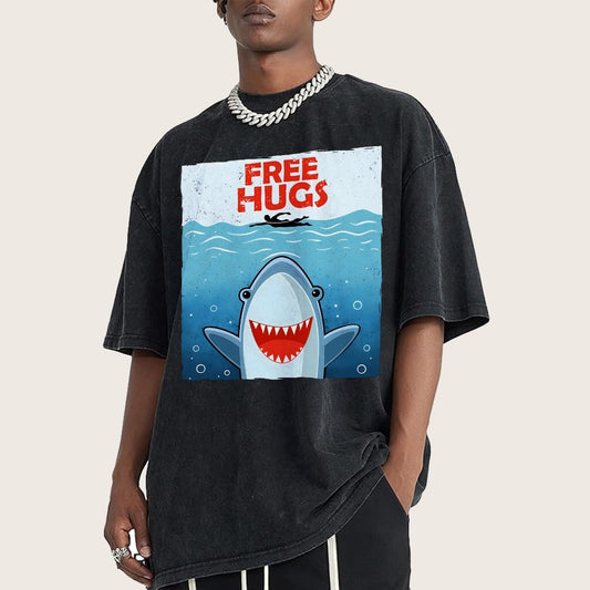 Free Shark Hugs Vintage Distressed T-shirt