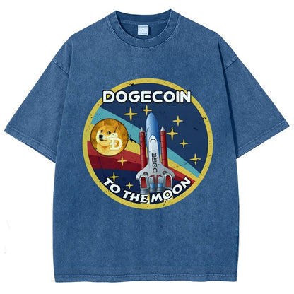 Dogecoin To The Moon DOGE Vintage Distressed T-shirt