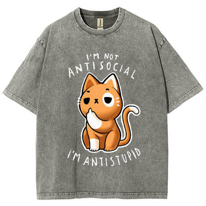 I'm not Antisocial I'm Antistupid Vintage Distressed T-shirt