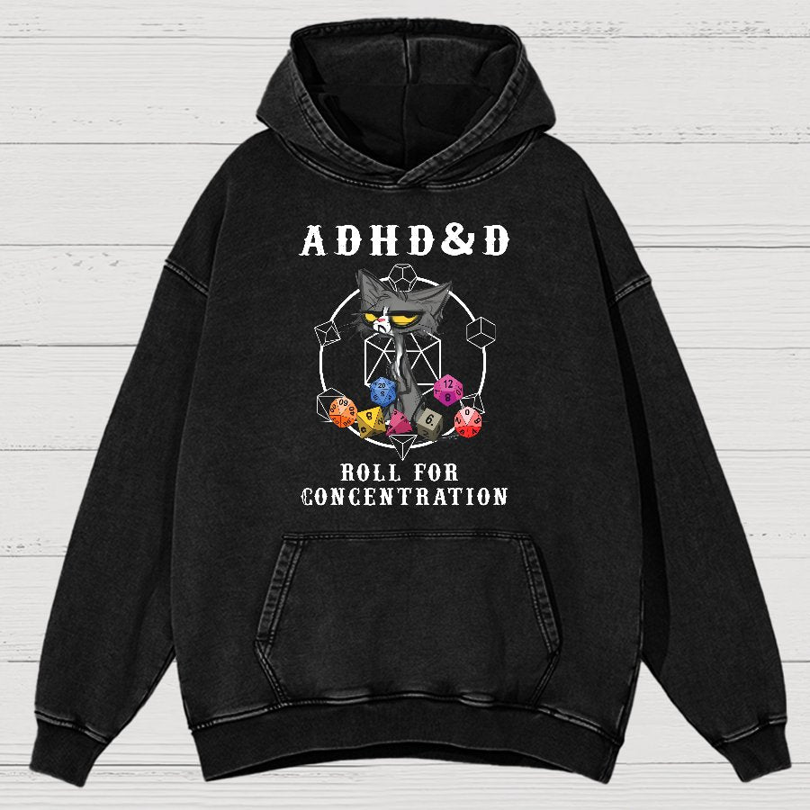 Adhd&Dnd-Cat Vintage Distressed Hoodie
